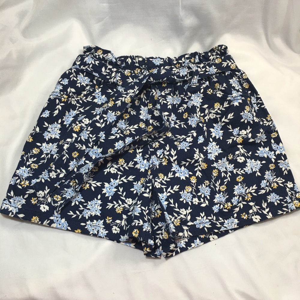 Women's Paperbag Floral Print Shorts